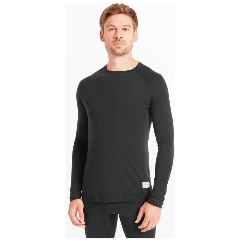 Artilect Boulder 125 Long Sleeve Crew Merino Men&#39;s Baselayer - Black - Hill and Dale Outdoors