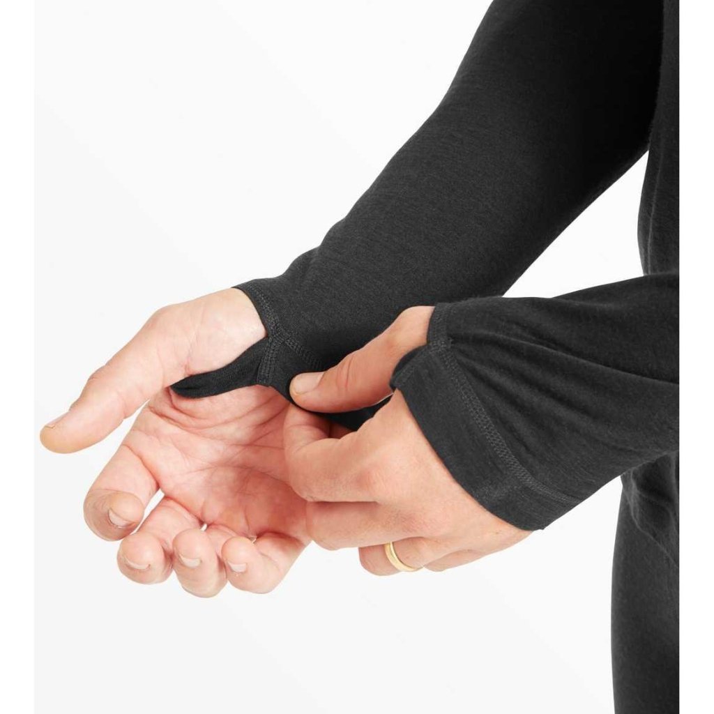 Artilect Boulder 125 Long Sleeve Crew Merino Men&#39;s Baselayer - Black - Hill and Dale Outdoors