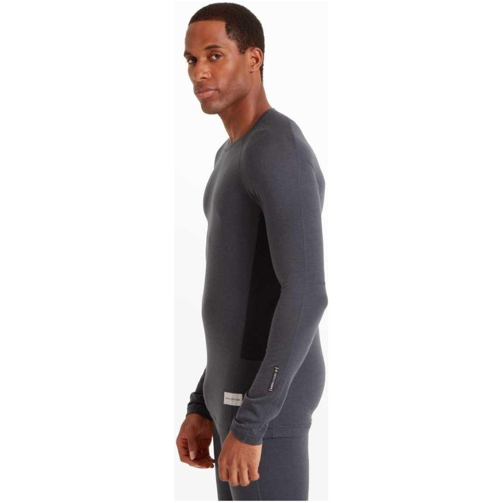 Artilect Boulder 125 Long Sleeve Crew Merino Men&#39;s Baselayer - Dusk Blue/ Black - Hill and Dale Outdoors