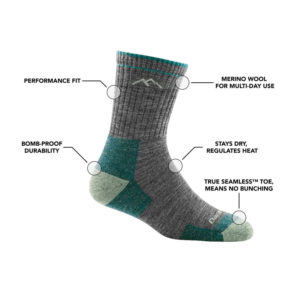 Darn Tough 1903 Women's Hiker Micro Crew Midweight Hiking Sock - Plum Health - Hill and Dale Outdoors