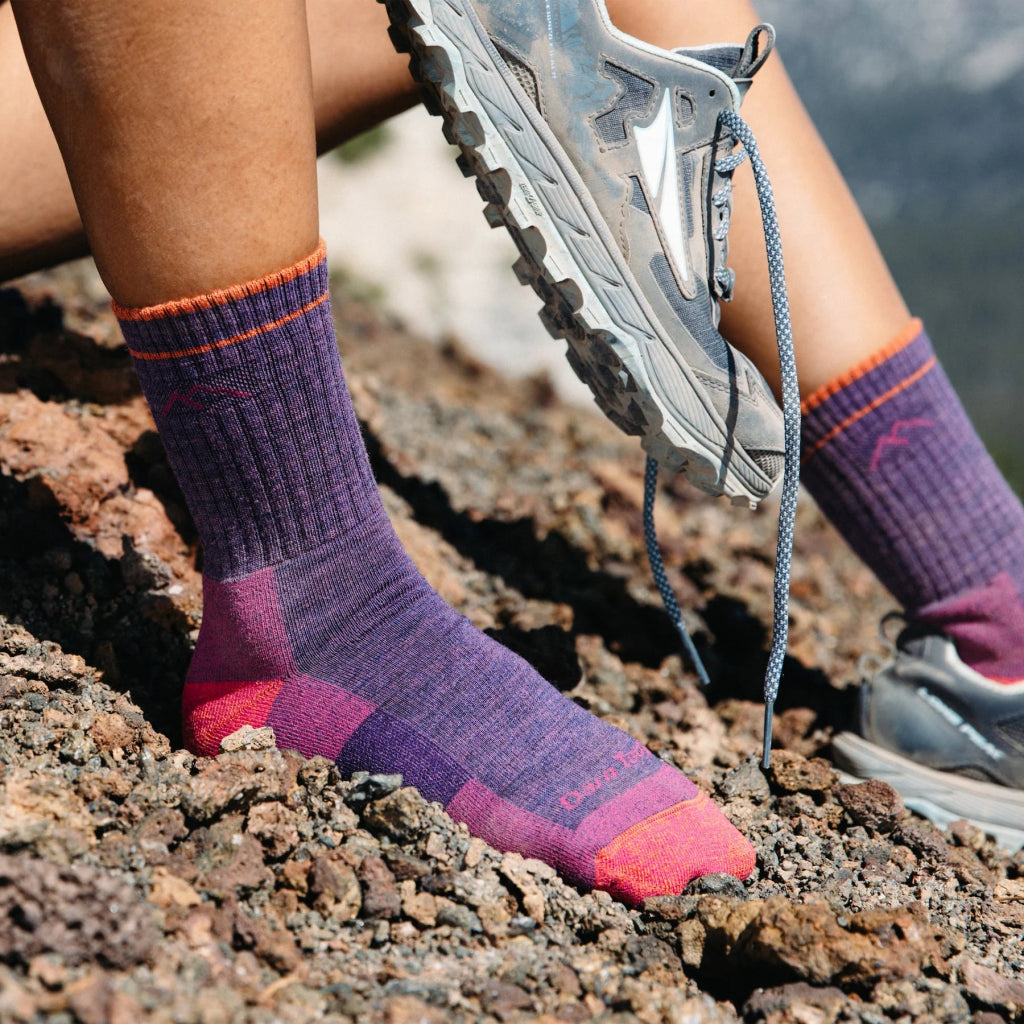 Darn Tough 1903 Women's Hiker Micro Crew Midweight Hiking Sock - Plum Health - Hill and Dale Outdoors