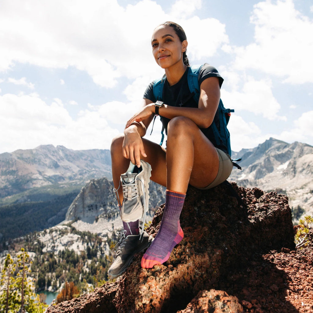 Darn Tough 1903 Women's Hiker Micro Crew Midweight Hiking Sock - Plum Health - Hill and Dale Outdoors