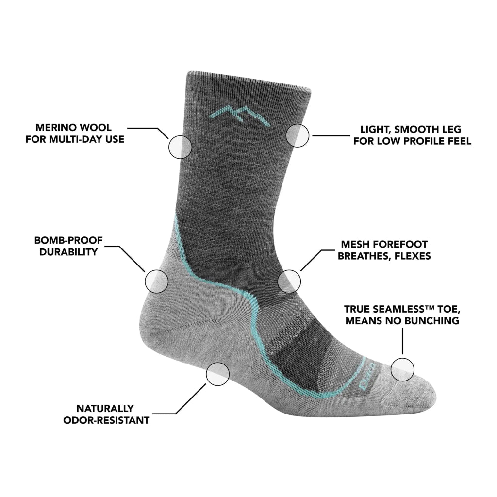 Darn Tough 1967 Women&#39;s Light Hiker Micro Crew Lightweight Hiking Sock - Taupe - Hill and Dale Outdoors