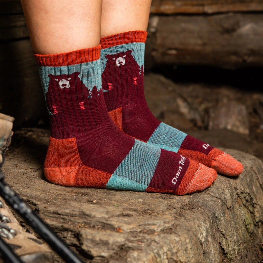 Darn Tough 1970 Women's Bear Town Micro Crew Lightweight Hiking Sock - Burgundy - Hill and Dale Outdoors