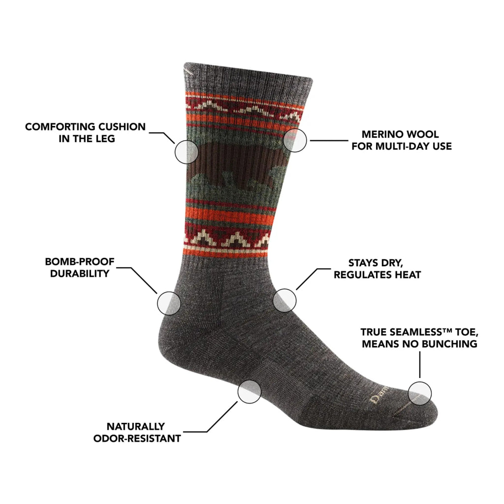 Darn Tough 1980 Men's VanGrizzle Boot Midweight Hiking Sock - Charcoal - Hill and Dale Outdoors