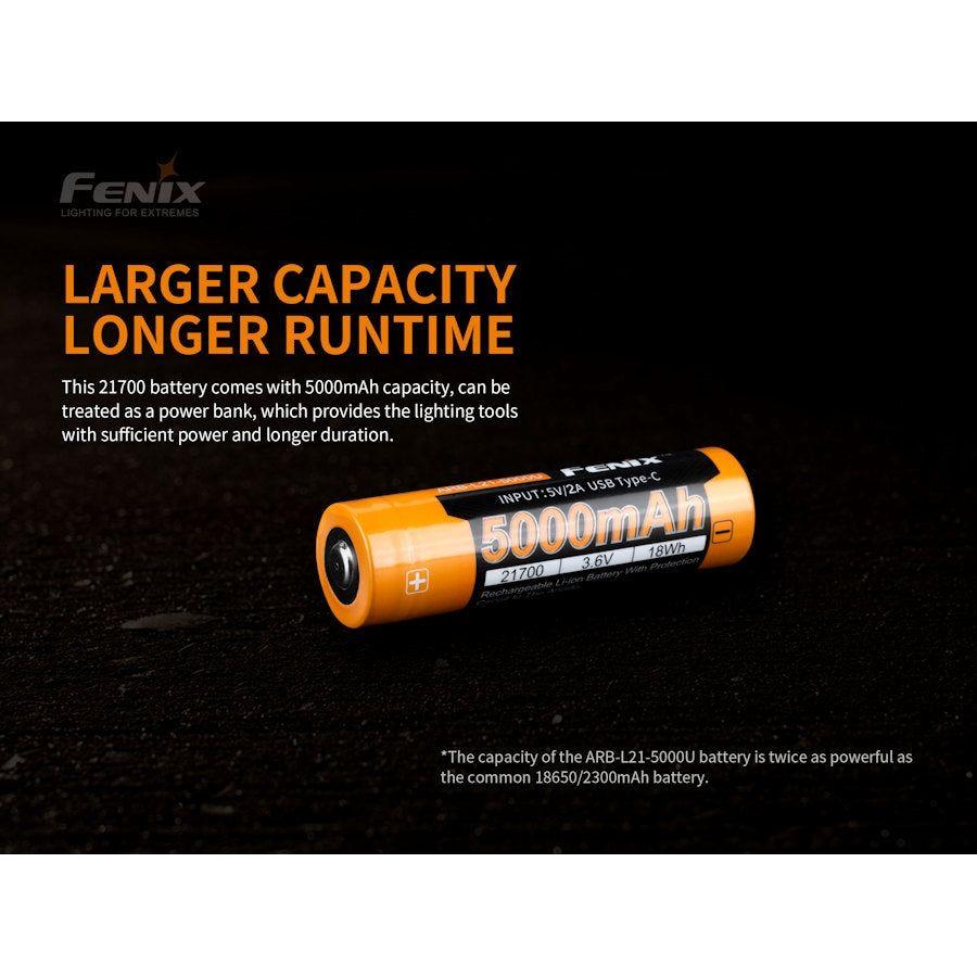 Fenix ARB - L21 - 5000U USB - C 21700 Battery - Hill and Dale Outdoors