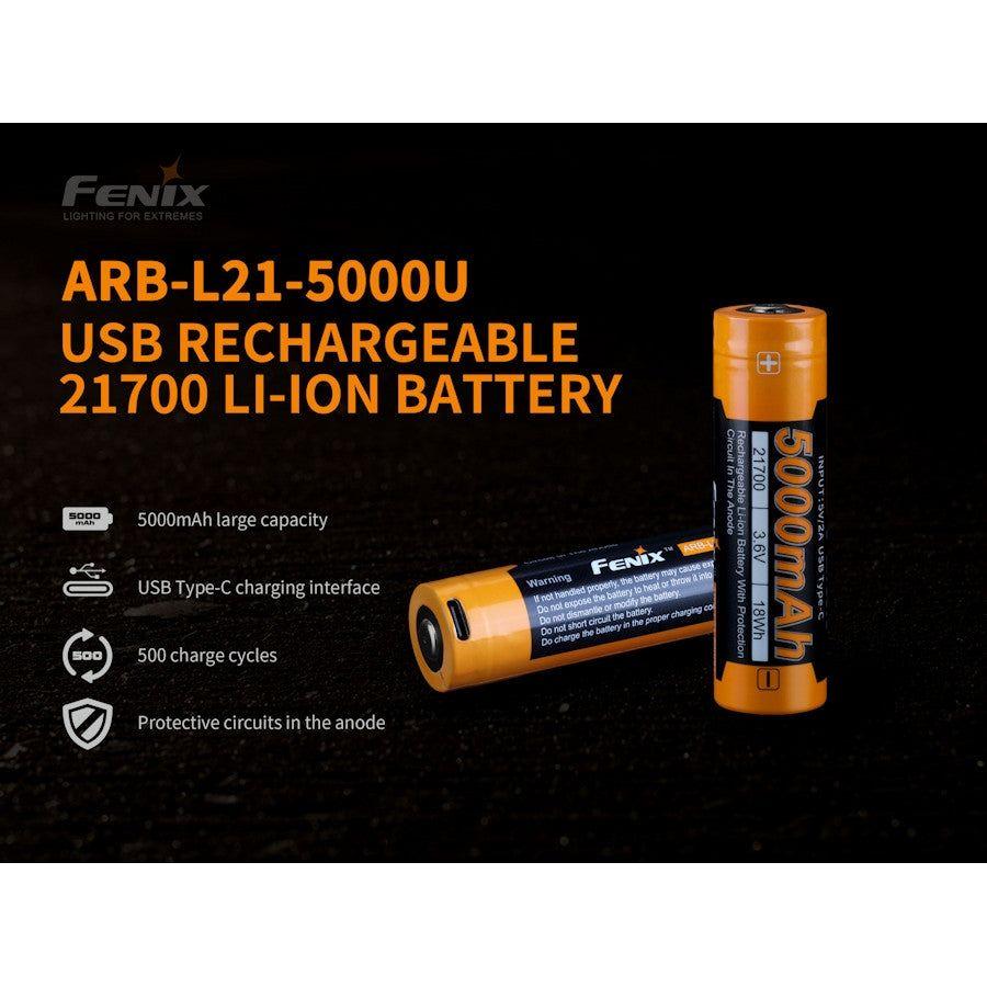 Fenix ARB - L21 - 5000U USB - C 21700 Battery - Hill and Dale Outdoors