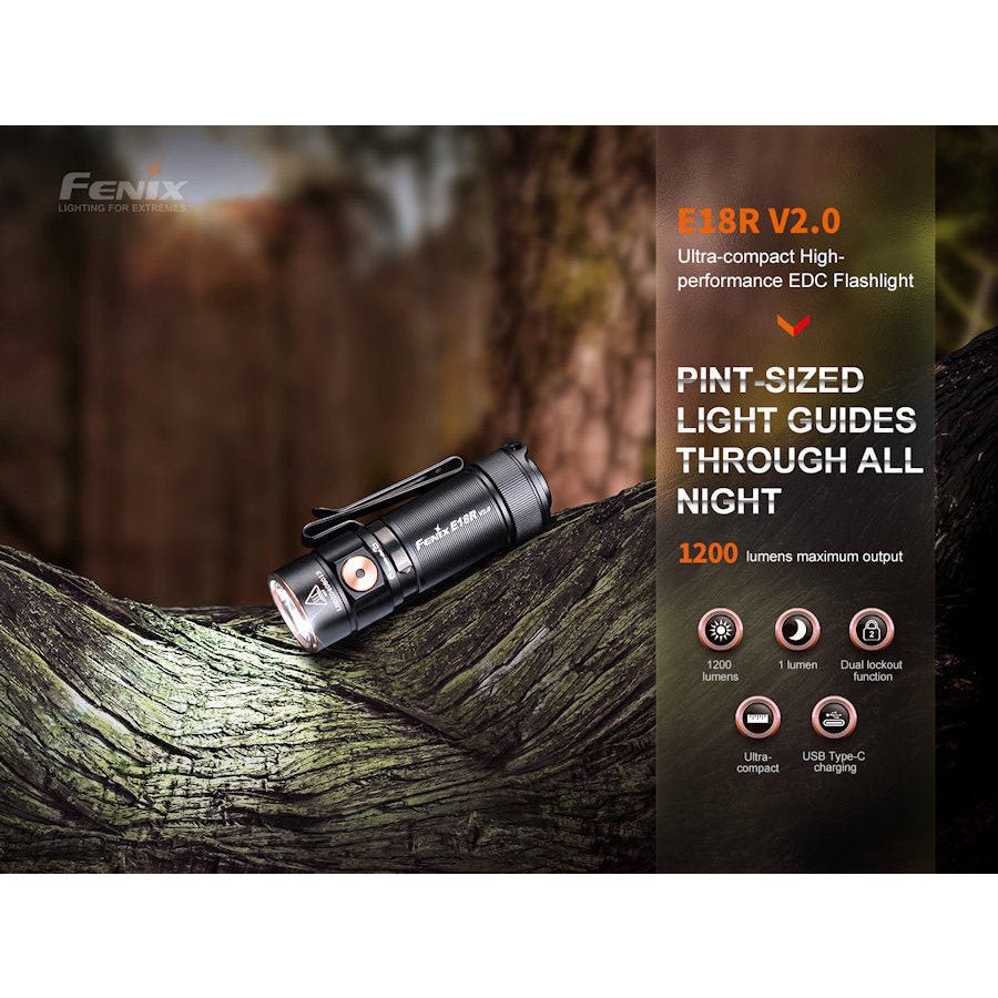 Fenix E18R V2.0 Rechargeable Flashlight - Hill and Dale Outdoors