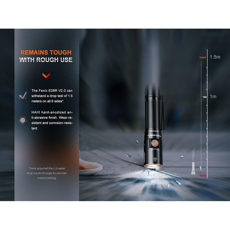 Fenix E28R V2.0 Rechargeable Flashlight - Black - Hill and Dale Outdoors