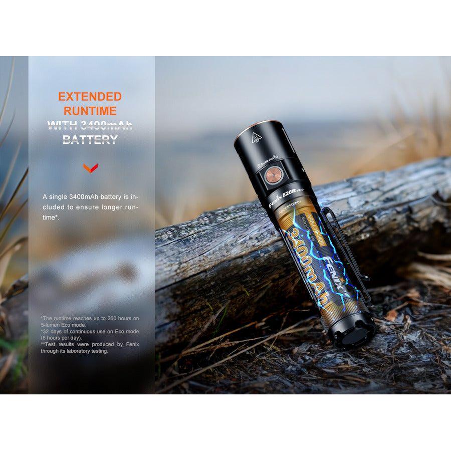 Fenix E28R V2.0 Rechargeable Flashlight - Black - Hill and Dale Outdoors