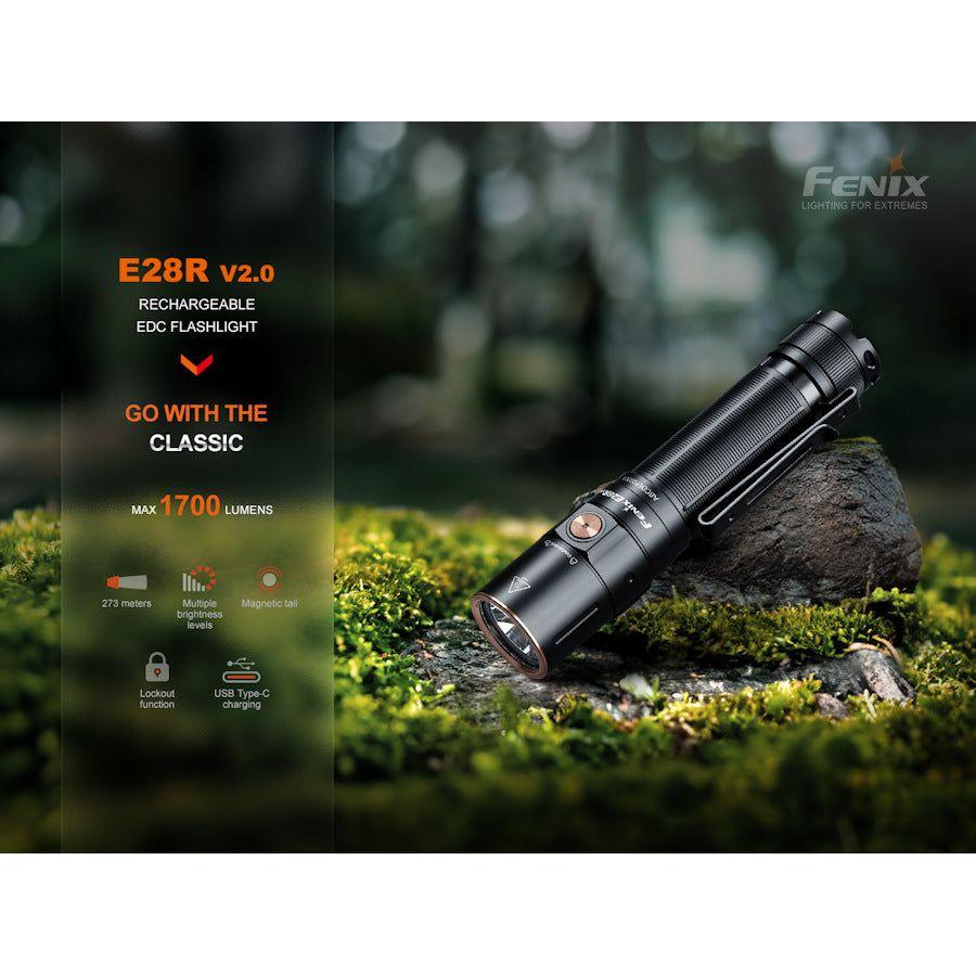Fenix E28R V2.0 Rechargeable Flashlight - Black - Hill and Dale Outdoors