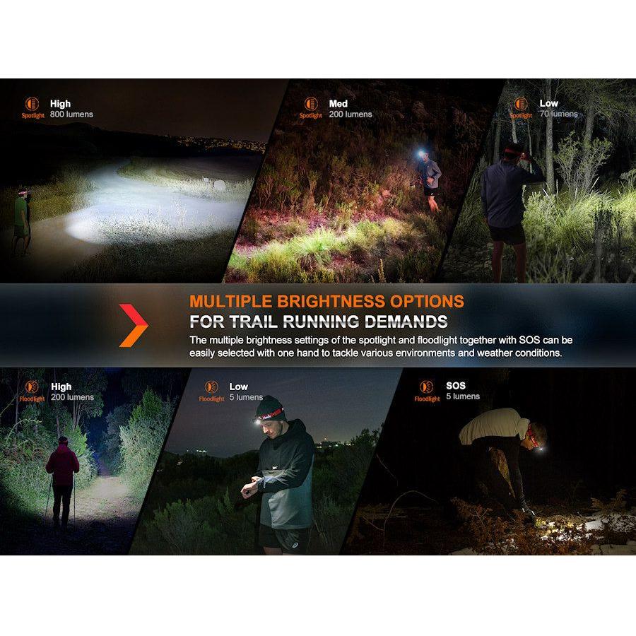 Fenix HL32R - T 800 Lumens Trail Headtorch - Black - Hill and Dale Outdoors