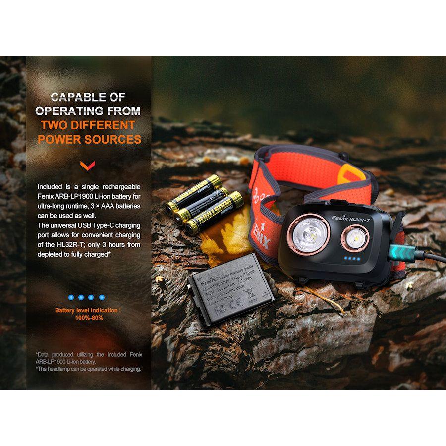 Fenix HL32R - T 800 Lumens Trail Headtorch - Black - Hill and Dale Outdoors