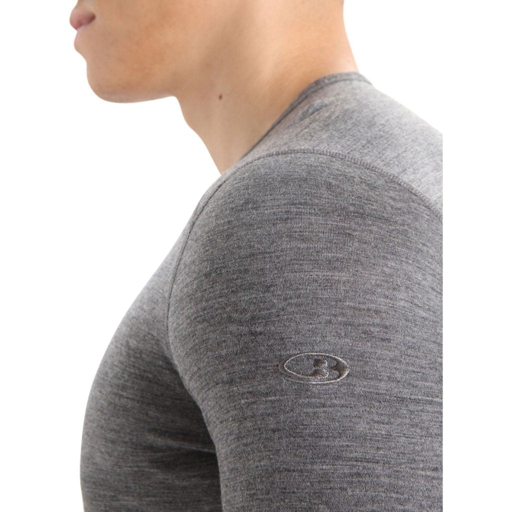Icebreaker Men&#39;s Merino 200 Oasis Long Sleeve Crewe Thermal Top - Gritstone Heather - Hill and Dale Outdoors