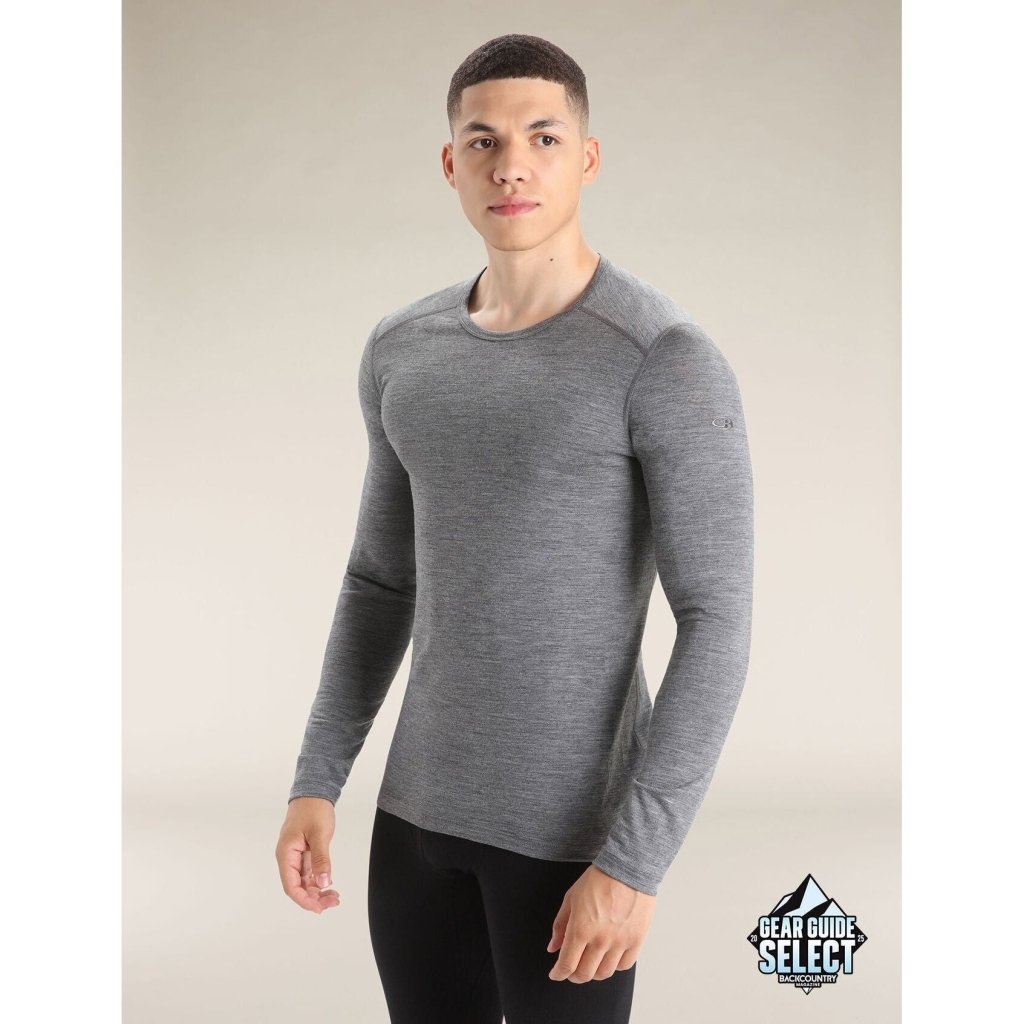 Icebreaker Men&#39;s Merino 200 Oasis Long Sleeve Crewe Thermal Top - Gritstone Heather - Hill and Dale Outdoors