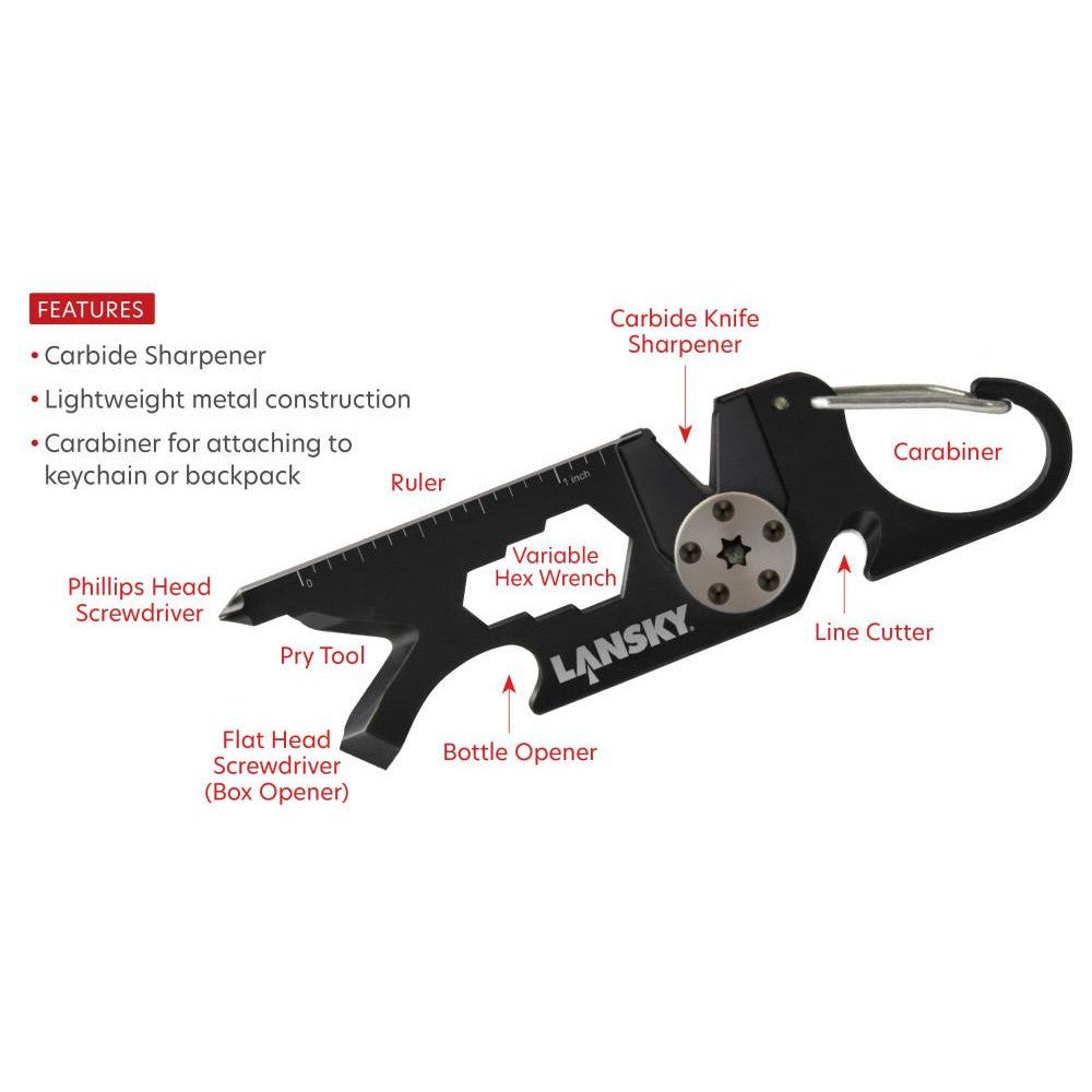 Lansky Roadie 8 in 1 Keychain Sharpener Multi Tool - Hill and Dale Outdoors