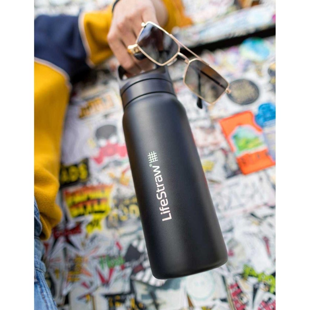 LifeStraw Go Stainless Steel 1L Bottle - Nordic Noir/Black - Hill and Dale Outdoors