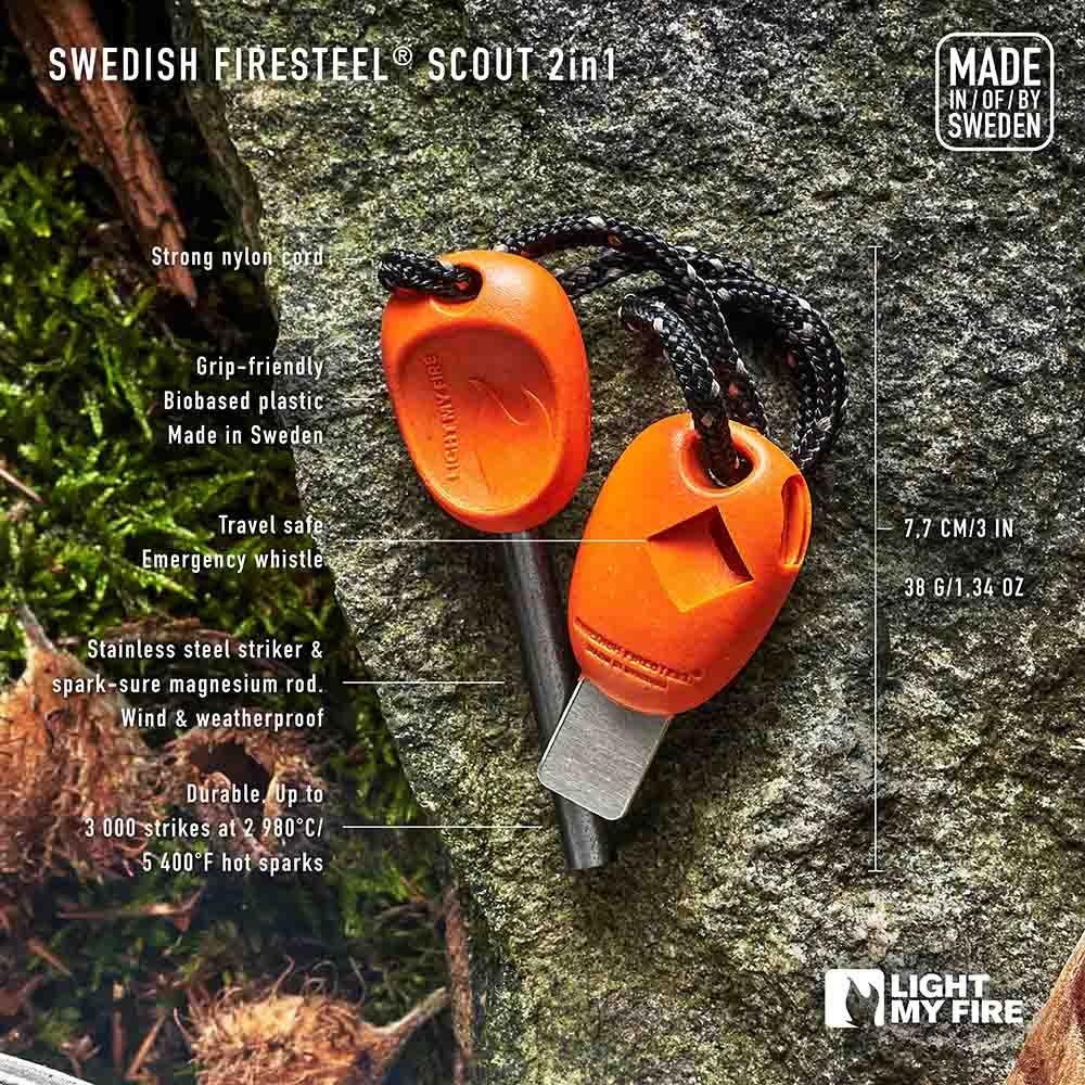 Light My Fire Swedish Fire Steel Bio Scout 2 in 1 Firestriker - Rocky Red - Hill and Dale Outdoors
