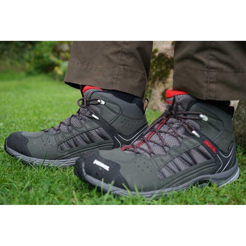 Meindl Journey Mid GTX Mens Wide Fit Walking Boots - Anthracite/Red - Hill and Dale Outdoors