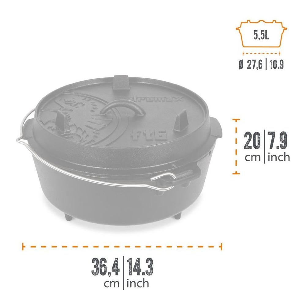 Petromax 5.5L FT6 Cast Iron Dutch Oven with Legs - Hill and Dale Outdoors