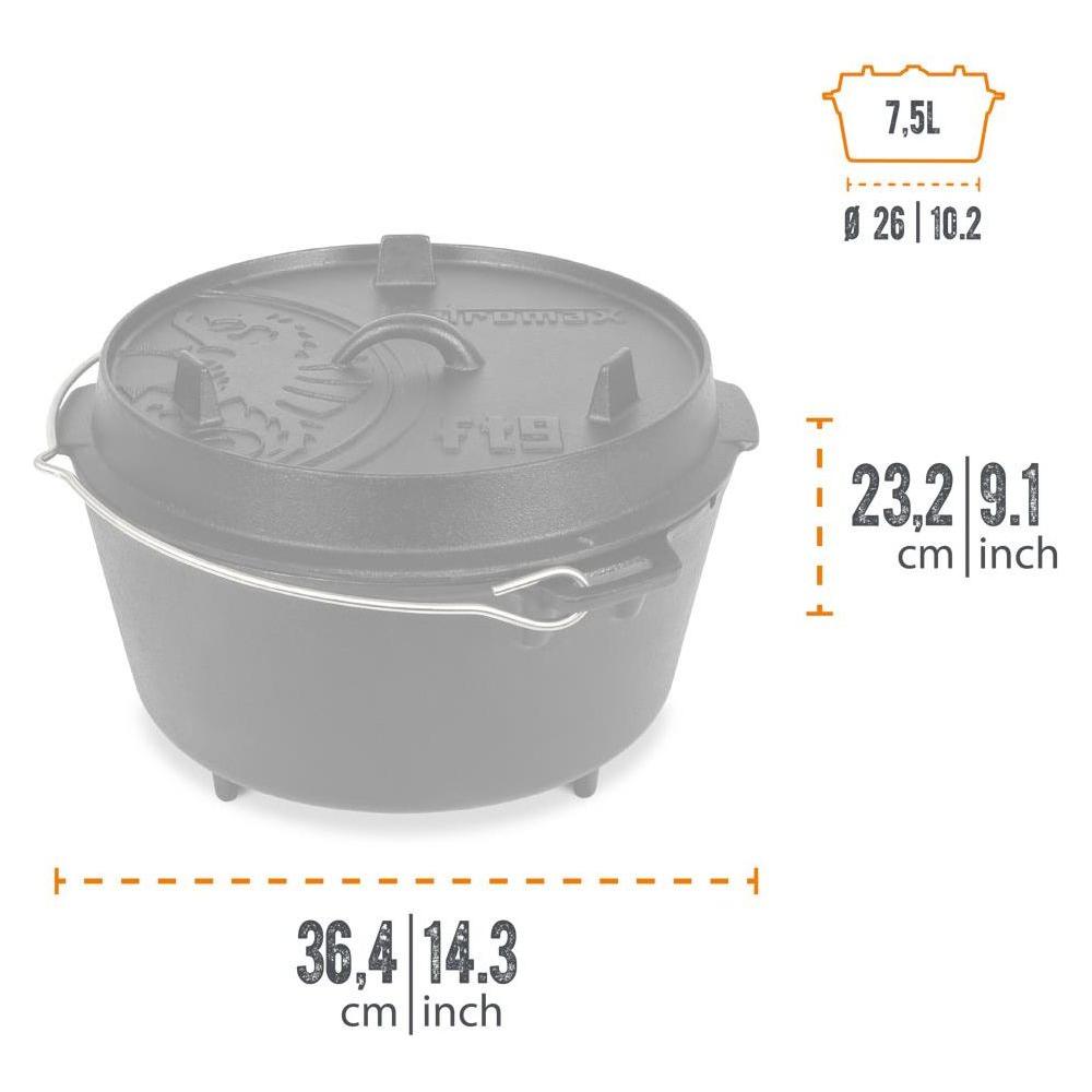 Petromax 7.5L FT9 Cast Iron Dutch Oven with Legs - Hill and Dale Outdoors