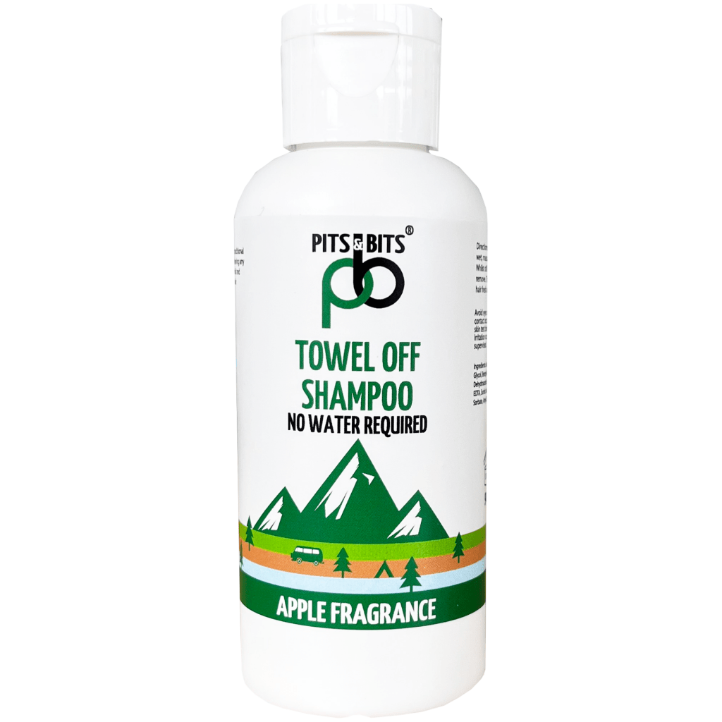 Pits &amp; Bits Towel Off Shampoo - Apple Fragrance 100ml Travel Size - Hill and Dale Outdoors