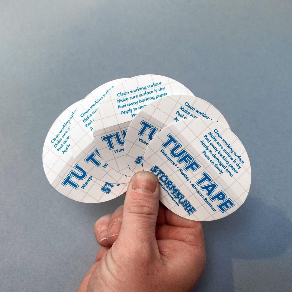 Stormsure &#39;TUFF Tape&#39; Self Adhesive Waterproof Repair Patches - 5 pack 75mm - Hill and Dale Outdoors