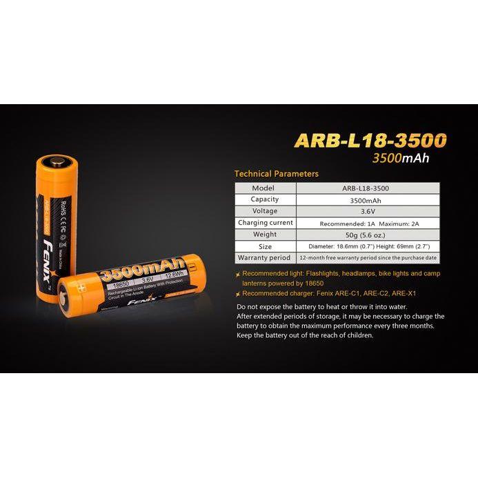 Fenix ARB - L18 - 3500 18650 Battery - Hill and Dale Outdoors