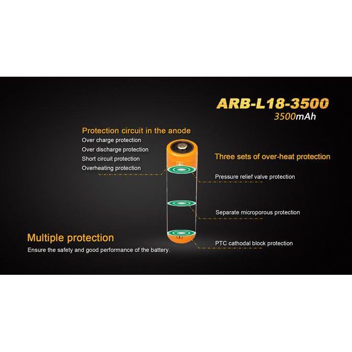 Fenix ARB - L18 - 3500 18650 Battery - Hill and Dale Outdoors