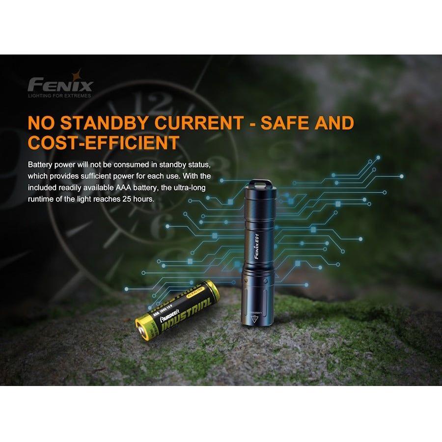 Fenix E01 V2.0 Miniature Flashlight - Black - Hill and Dale Outdoors
